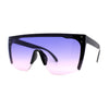 Womens Oversize High Temple Flat Top Shield Diva Sunglasses