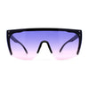 Womens Oversize High Temple Flat Top Shield Diva Sunglasses