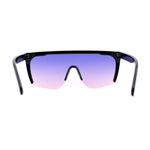Womens Oversize High Temple Flat Top Shield Diva Sunglasses