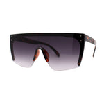 Womens Oversize High Temple Flat Top Shield Diva Sunglasses