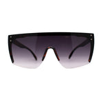 Womens Oversize High Temple Flat Top Shield Diva Sunglasses