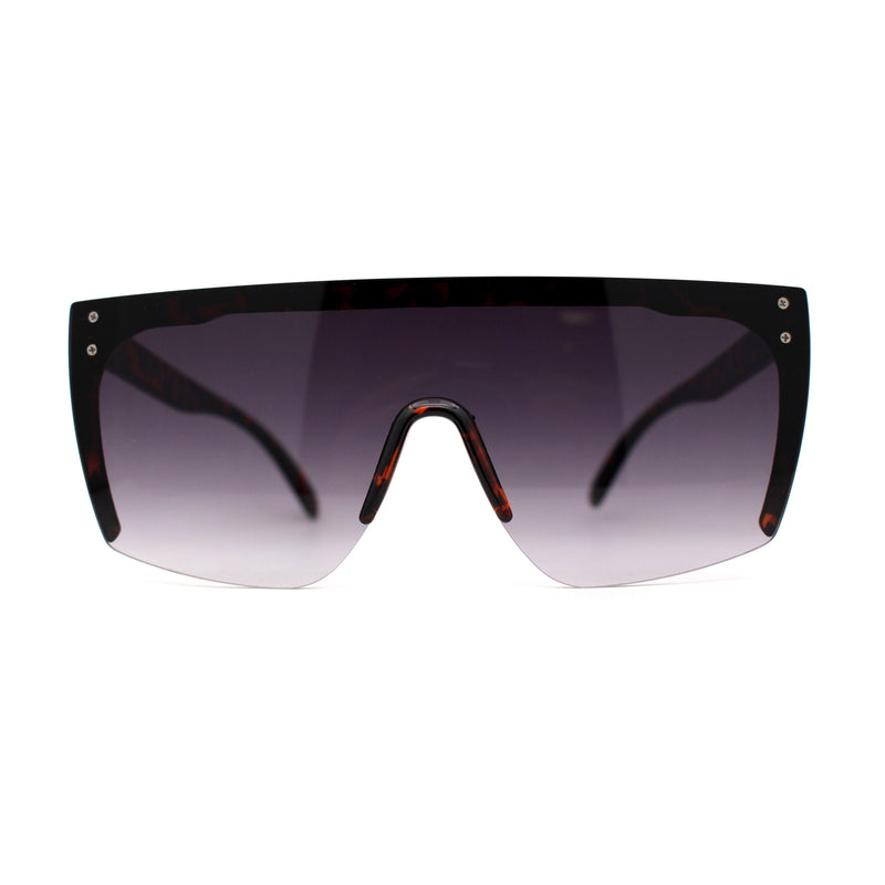 Womens Oversize High Temple Flat Top Shield Diva Sunglasses