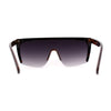 Womens Oversize High Temple Flat Top Shield Diva Sunglasses