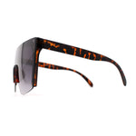 Womens Oversize High Temple Flat Top Shield Diva Sunglasses