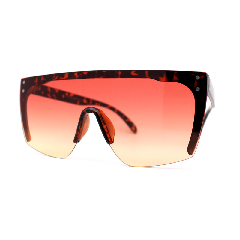 Womens Oversize High Temple Flat Top Shield Diva Sunglasses