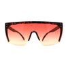 Womens Oversize High Temple Flat Top Shield Diva Sunglasses