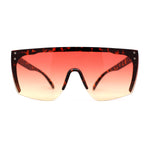 Womens Oversize High Temple Flat Top Shield Diva Sunglasses