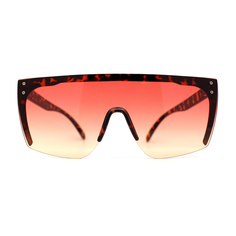 Womens Oversize High Temple Flat Top Shield Diva Sunglasses