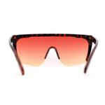Womens Oversize High Temple Flat Top Shield Diva Sunglasses
