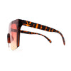 Womens Oversize High Temple Flat Top Shield Diva Sunglasses