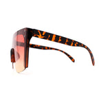 Womens Oversize High Temple Flat Top Shield Diva Sunglasses
