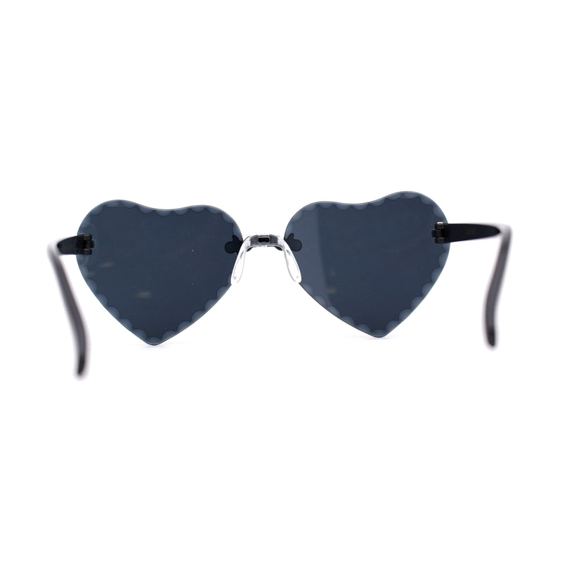 Girls Child Size Beveled Lens Heart Rimless Sunglasses