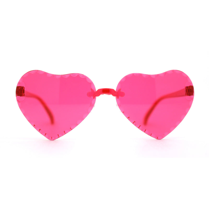 Girls Child Size Beveled Lens Heart Rimless Sunglasses