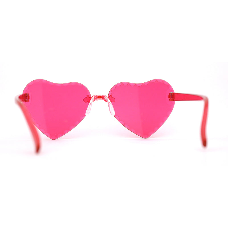 Girls Child Size Beveled Lens Heart Rimless Sunglasses