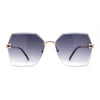 Womens Geometric Butterfly Rimless Oceanic Lens Chic Sunglasses