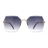 Womens Geometric Butterfly Rimless Oceanic Lens Chic Sunglasses