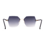 Womens Geometric Butterfly Rimless Oceanic Lens Chic Sunglasses