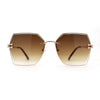 Womens Geometric Butterfly Rimless Oceanic Lens Chic Sunglasses