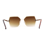 Womens Geometric Butterfly Rimless Oceanic Lens Chic Sunglasses