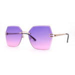 Womens Geometric Butterfly Rimless Oceanic Lens Chic Sunglasses