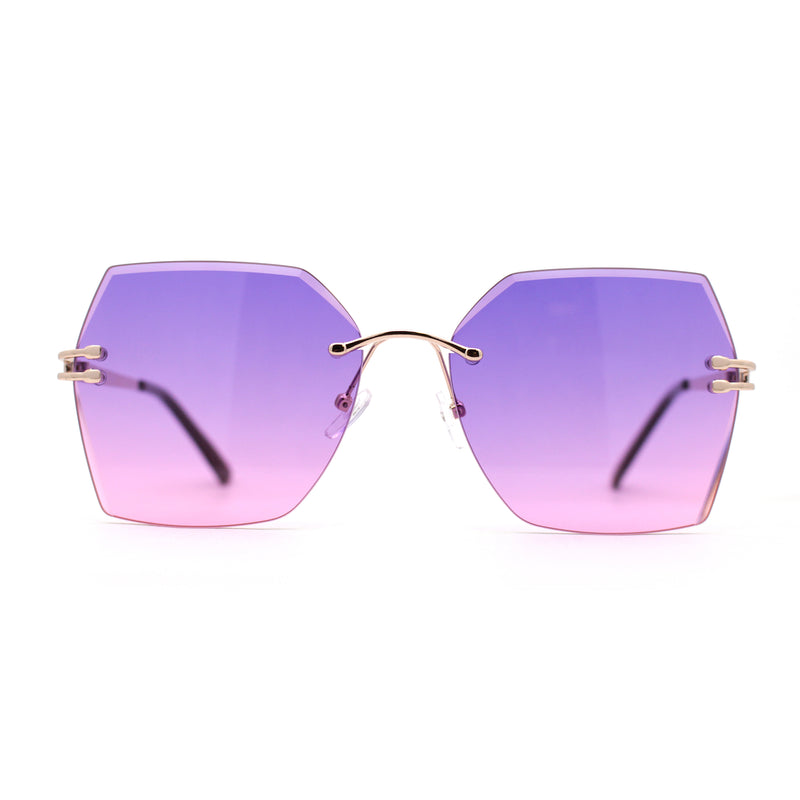 Womens Geometric Butterfly Rimless Oceanic Lens Chic Sunglasses