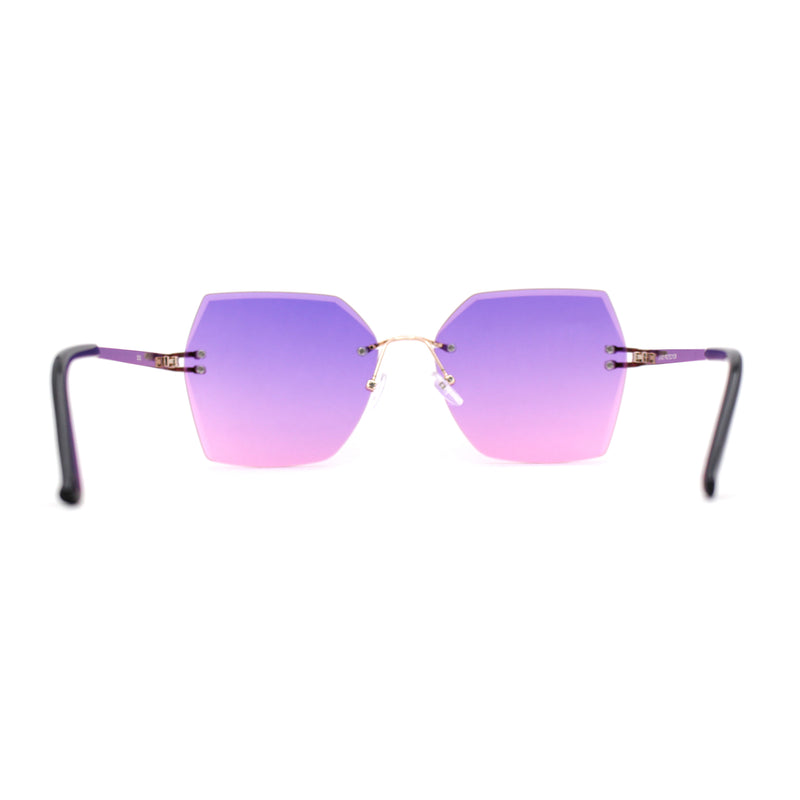 Womens Geometric Butterfly Rimless Oceanic Lens Chic Sunglasses