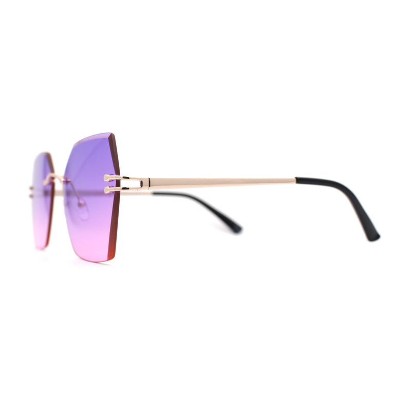 Womens Geometric Butterfly Rimless Oceanic Lens Chic Sunglasses