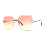 Womens Geometric Butterfly Rimless Oceanic Lens Chic Sunglasses