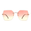 Womens Geometric Butterfly Rimless Oceanic Lens Chic Sunglasses