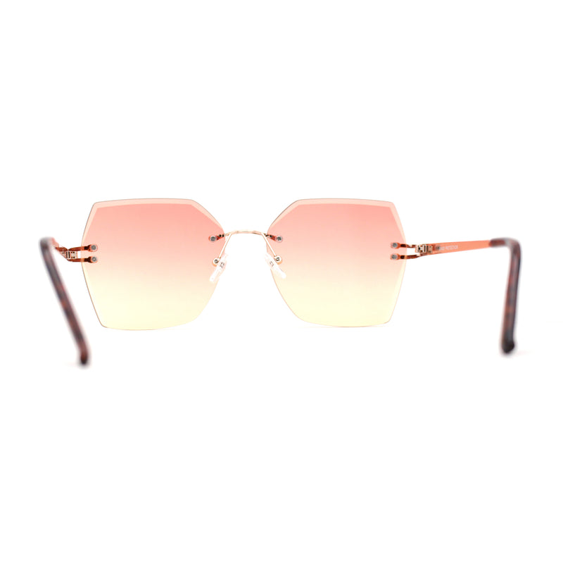 Womens Geometric Butterfly Rimless Oceanic Lens Chic Sunglasses