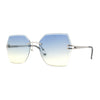 Womens Geometric Butterfly Rimless Oceanic Lens Chic Sunglasses