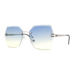 Womens Geometric Butterfly Rimless Oceanic Lens Chic Sunglasses