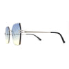 Womens Geometric Butterfly Rimless Oceanic Lens Chic Sunglasses