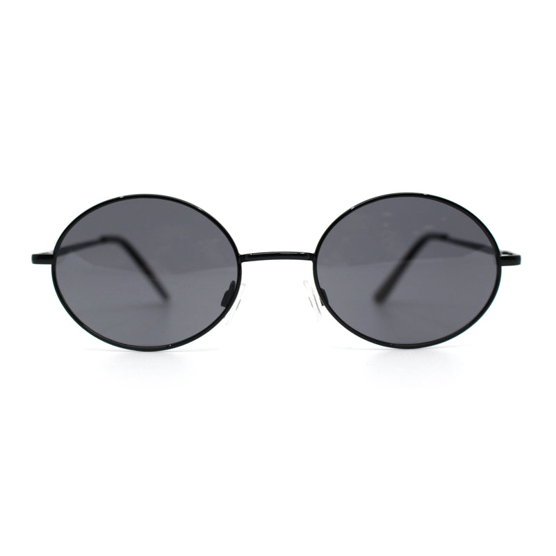 Classic Small Oval Spring Hinge Metal Rim Sunglasses