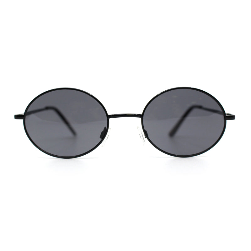 Classic Small Oval Spring Hinge Metal Rim Sunglasses