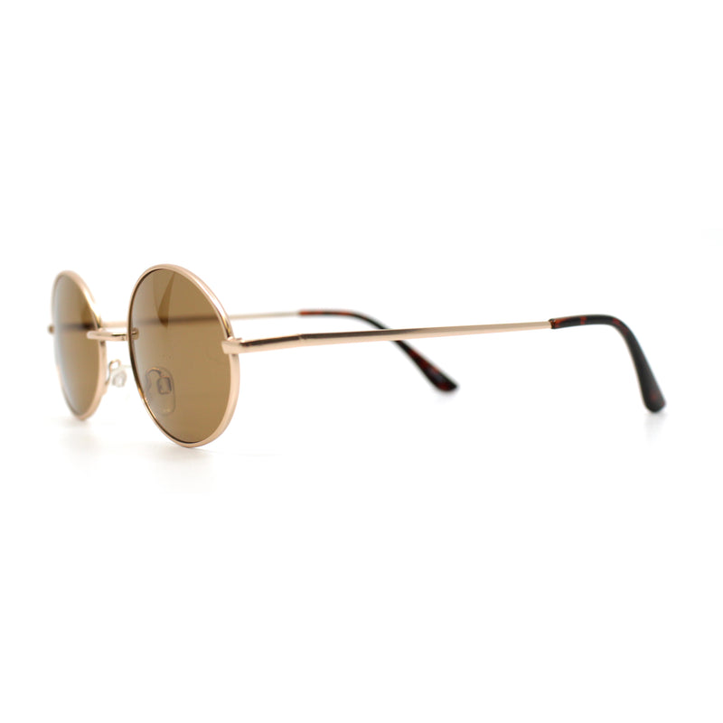 Classic Small Oval Spring Hinge Metal Rim Sunglasses