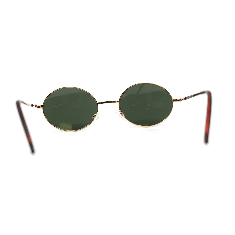 Classic Small Oval Spring Hinge Metal Rim Sunglasses