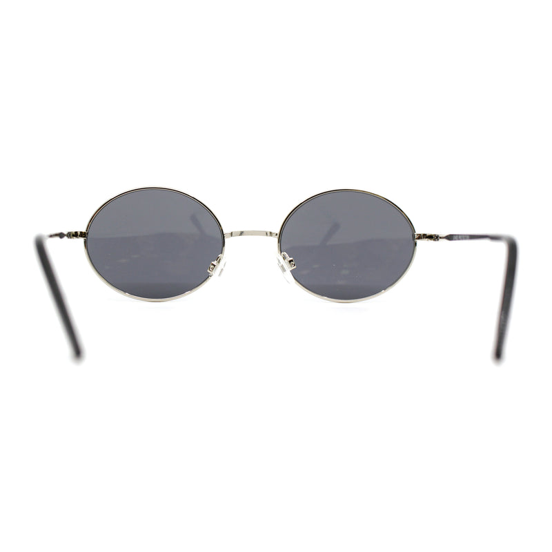 Classic Small Oval Spring Hinge Metal Rim Sunglasses