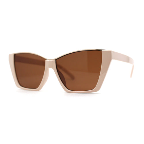 Unique Metal Top Brow Angular Cat Eye Sunglasses