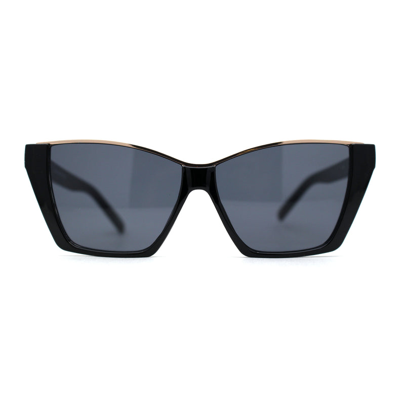 Unique Metal Top Brow Angular Cat Eye Sunglasses