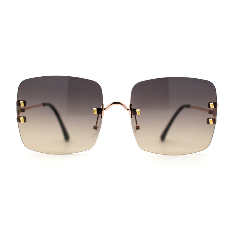 Womens Rimless Rectangle 90s Designer Sunglasses