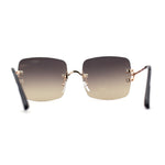 Womens Rimless Rectangle 90s Designer Sunglasses