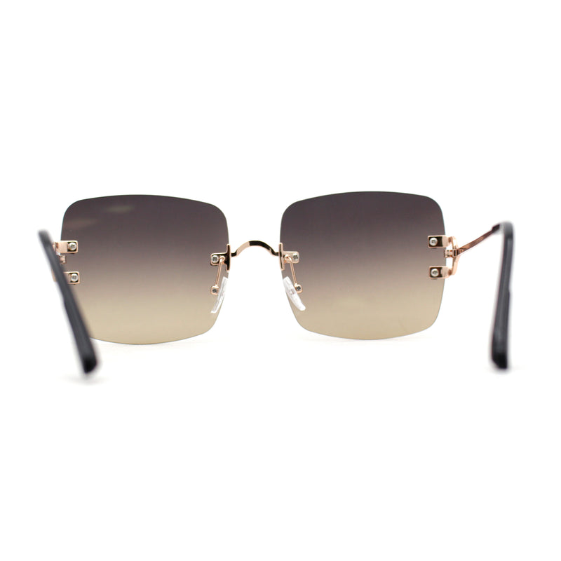 Womens Rimless Rectangle 90s Designer Sunglasses