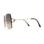 Womens Rimless Rectangle 90s Designer Sunglasses