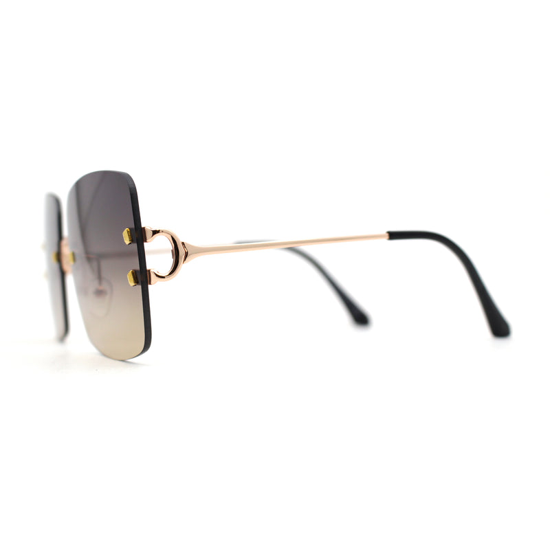 Womens Rimless Rectangle 90s Designer Sunglasses