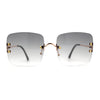Womens Rimless Rectangle 90s Designer Sunglasses