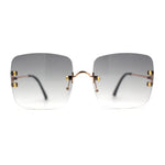 Womens Rimless Rectangle 90s Designer Sunglasses