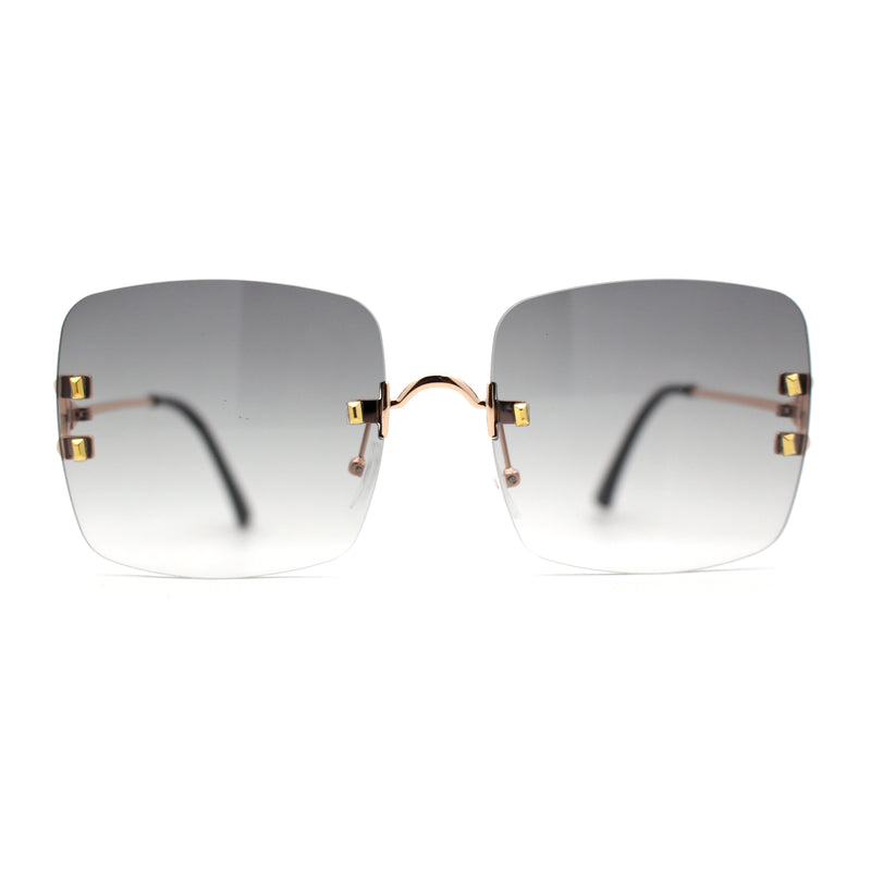 Womens Rimless Rectangle 90s Designer Sunglasses