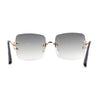 Womens Rimless Rectangle 90s Designer Sunglasses
