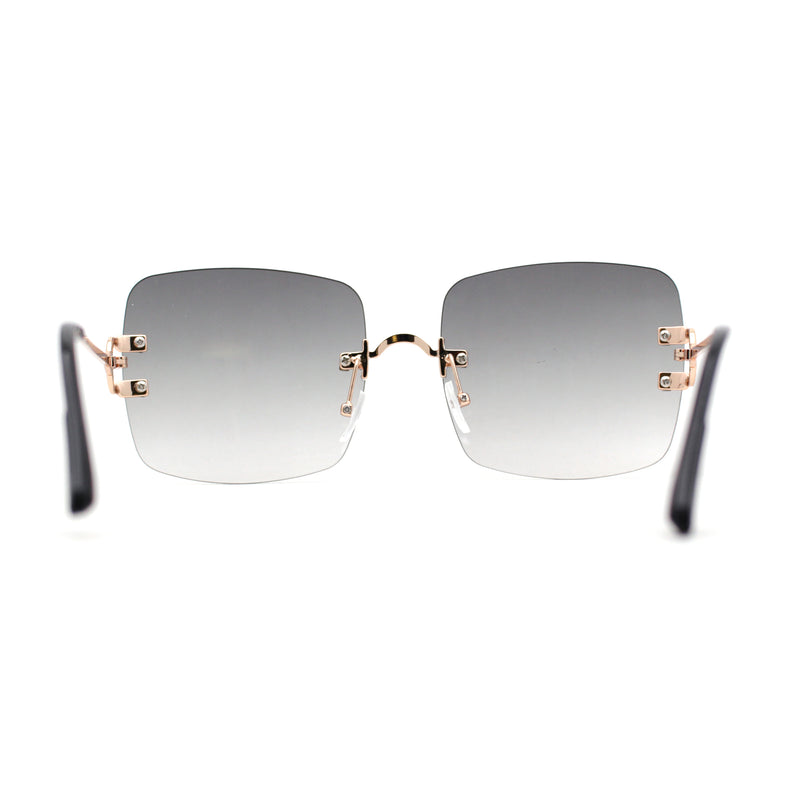 Womens Rimless Rectangle 90s Designer Sunglasses